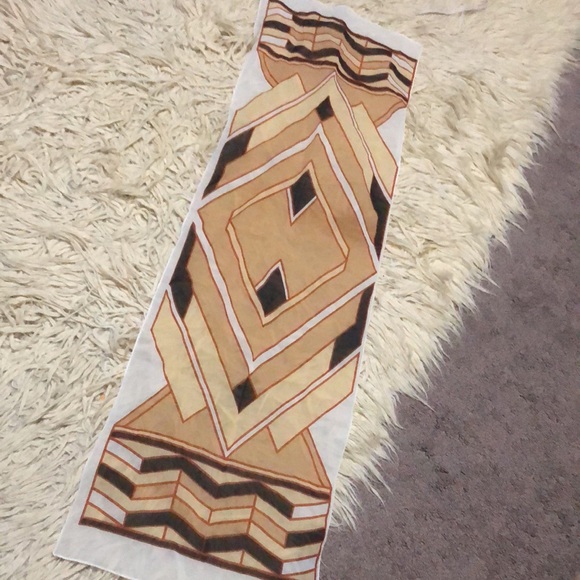 Gorgeous Vintage Scarf-Sheer-43x13-Earth Tones - Picture 6 of 12